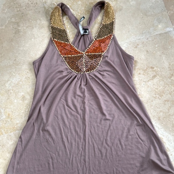 Light Brown Beautiful Top Embroidered With Beads, Size Large, Brand New - Picture 5 of 13